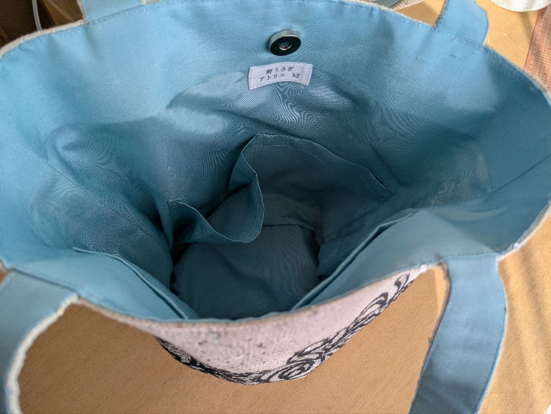 花柄刺繍トートバッグ 約30cmスパンコール生地