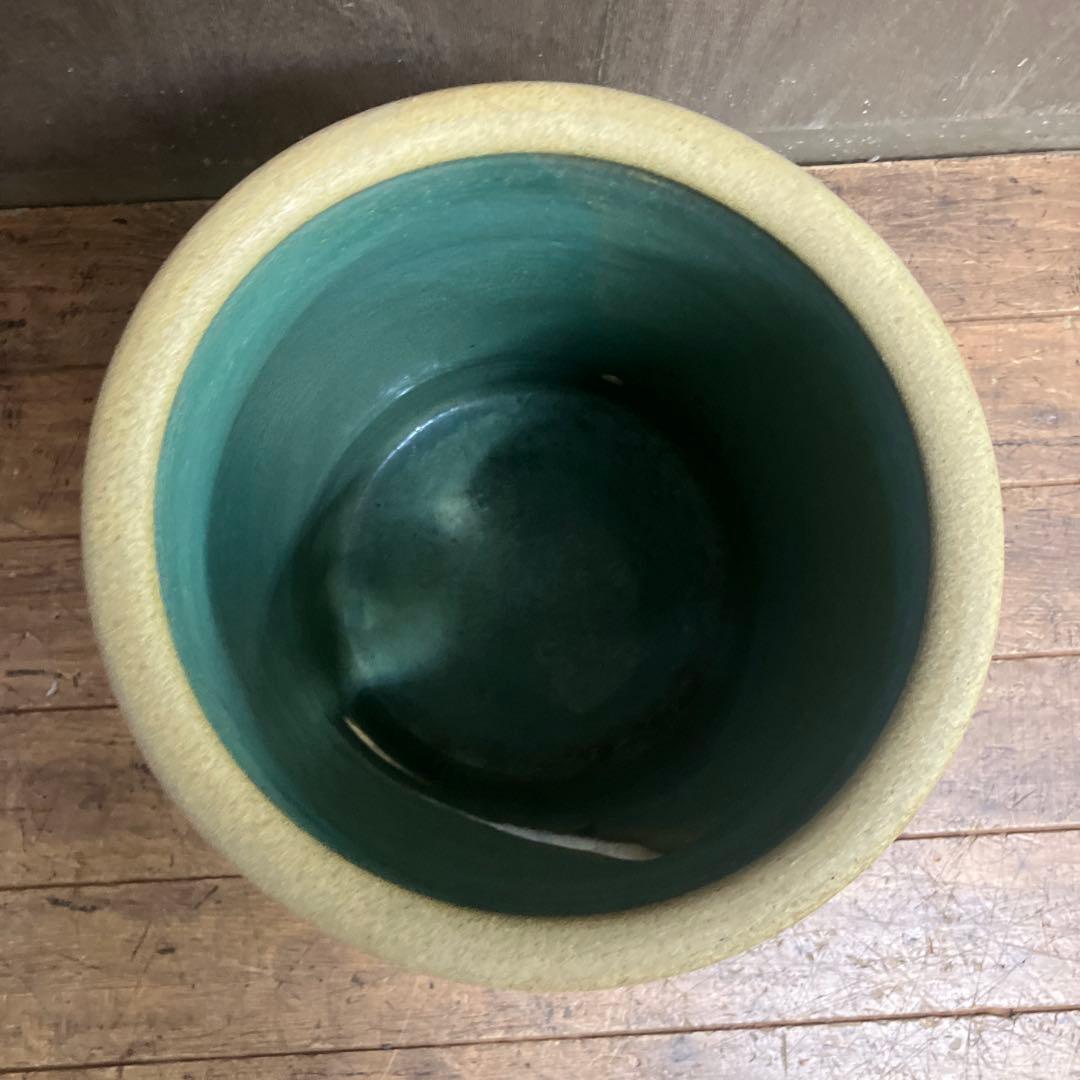 C-5 昭和レトロ 陶器製 傘立て 花柄 浮彫り 和モダン シリンダー型 リーフ