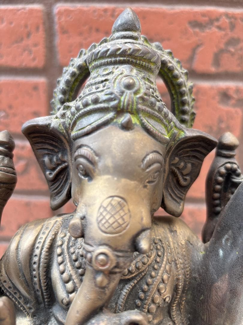 美品　珍33cmガネーシャ　置物　インテリア　幸運　神様　開運　学問商売繁盛