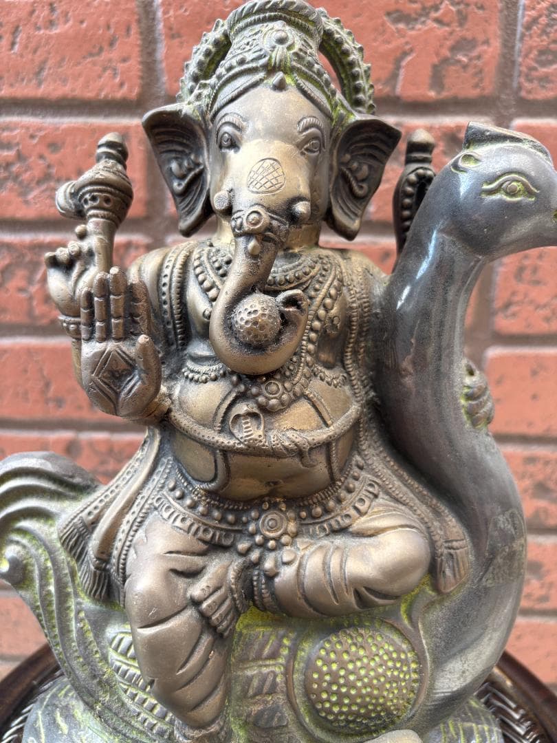 美品　珍33cmガネーシャ　置物　インテリア　幸運　神様　開運　学問商売繁盛