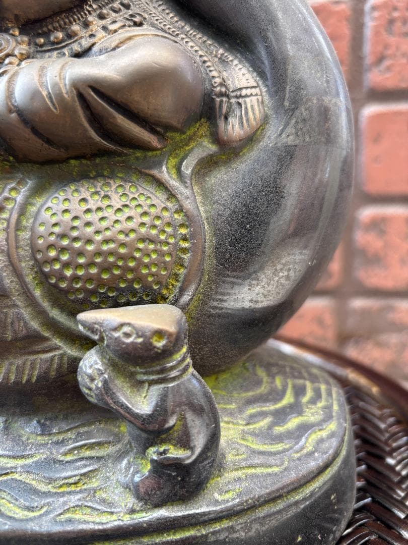 美品　珍33cmガネーシャ　置物　インテリア　幸運　神様　開運　学問商売繁盛