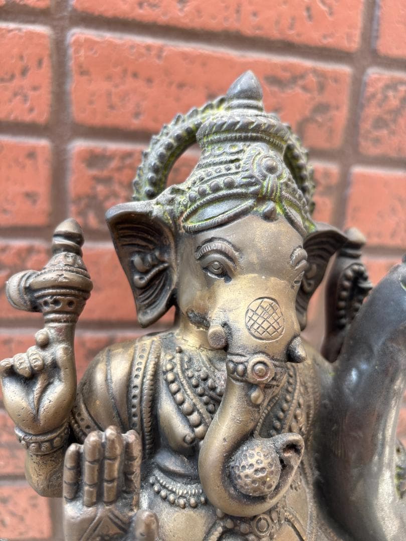 美品　珍33cmガネーシャ　置物　インテリア　幸運　神様　開運　学問商売繁盛