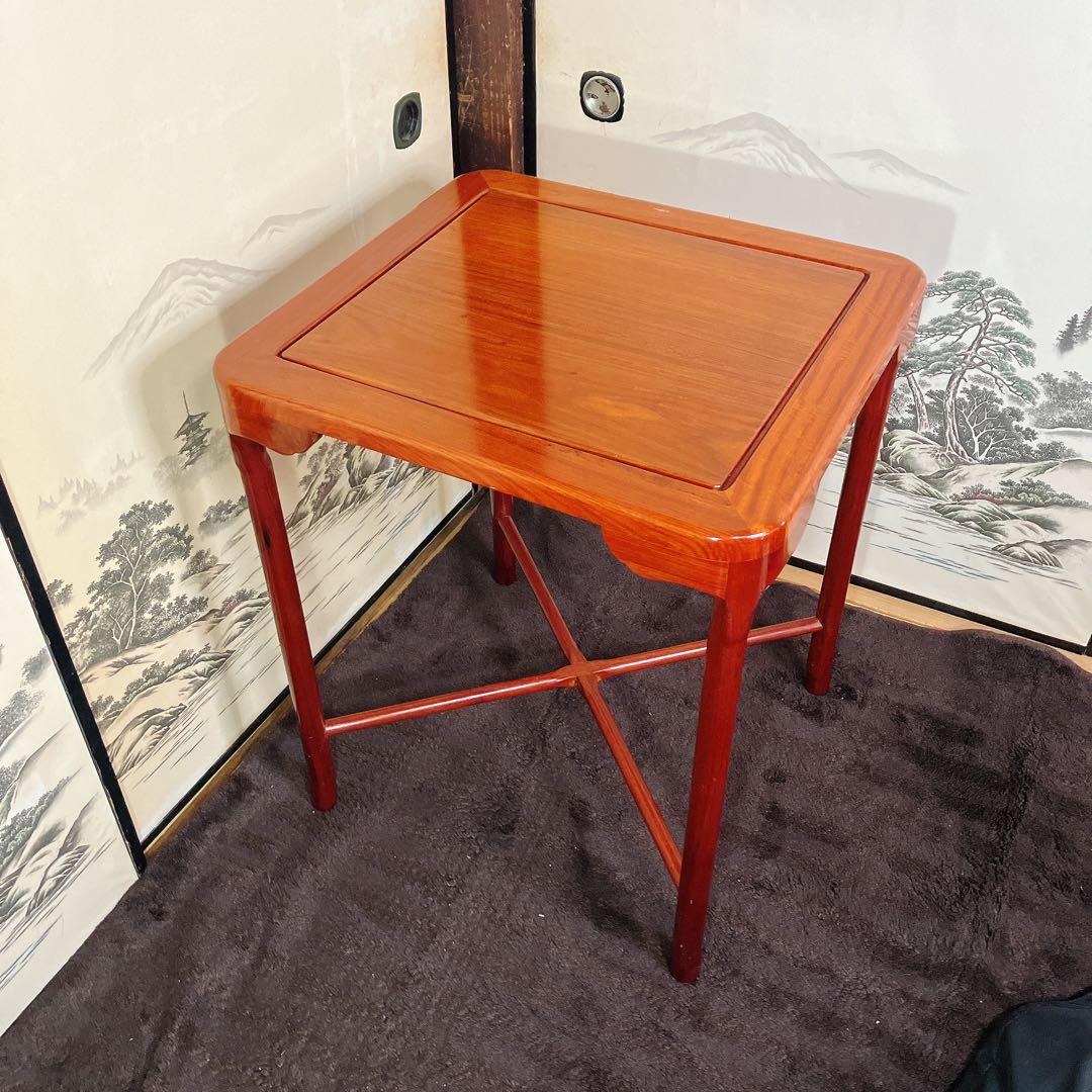 中国家具 木製サイドテーブル 花台 飾り台 角卓　唐木調