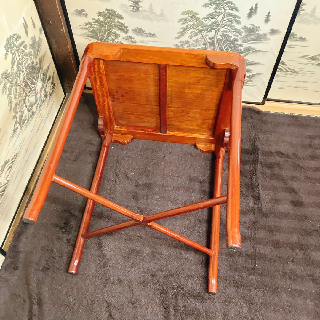 中国家具 木製サイドテーブル 花台 飾り台 角卓　唐木調