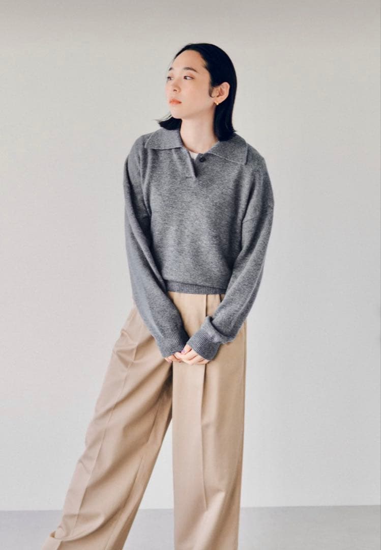 北欧暮らしの道具店　グレー ポロネック 長袖ニット　新品