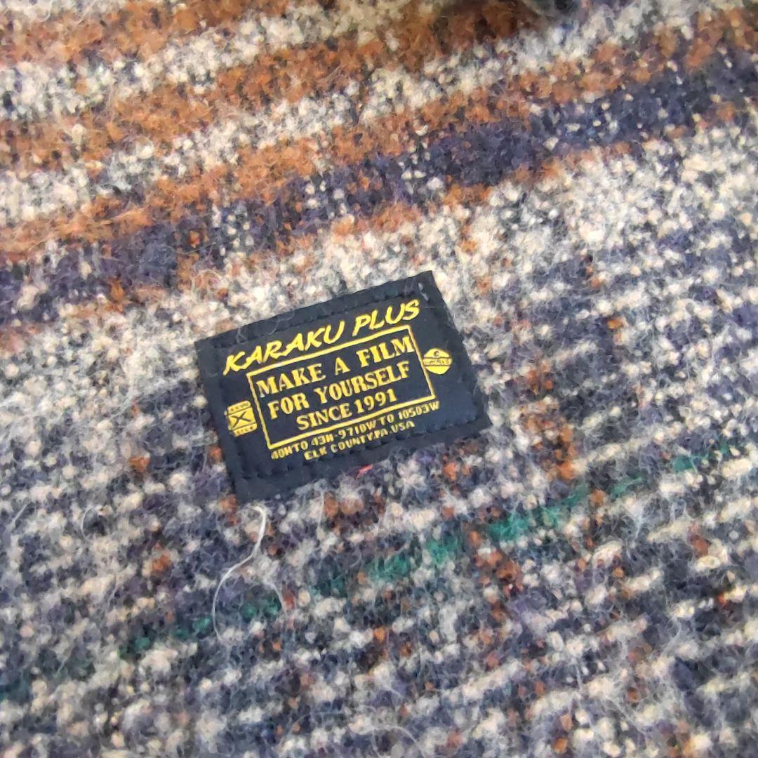 【Karaku 新品タグ付】チェック柄 起毛感 ツイード シャツ メンズXL