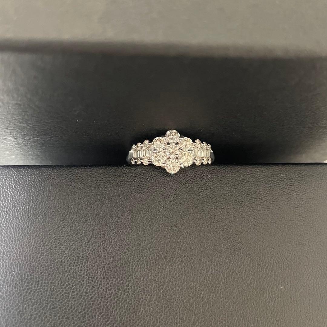 フラワー　プラチナ950 ダイヤモンド リング　指輪 13号