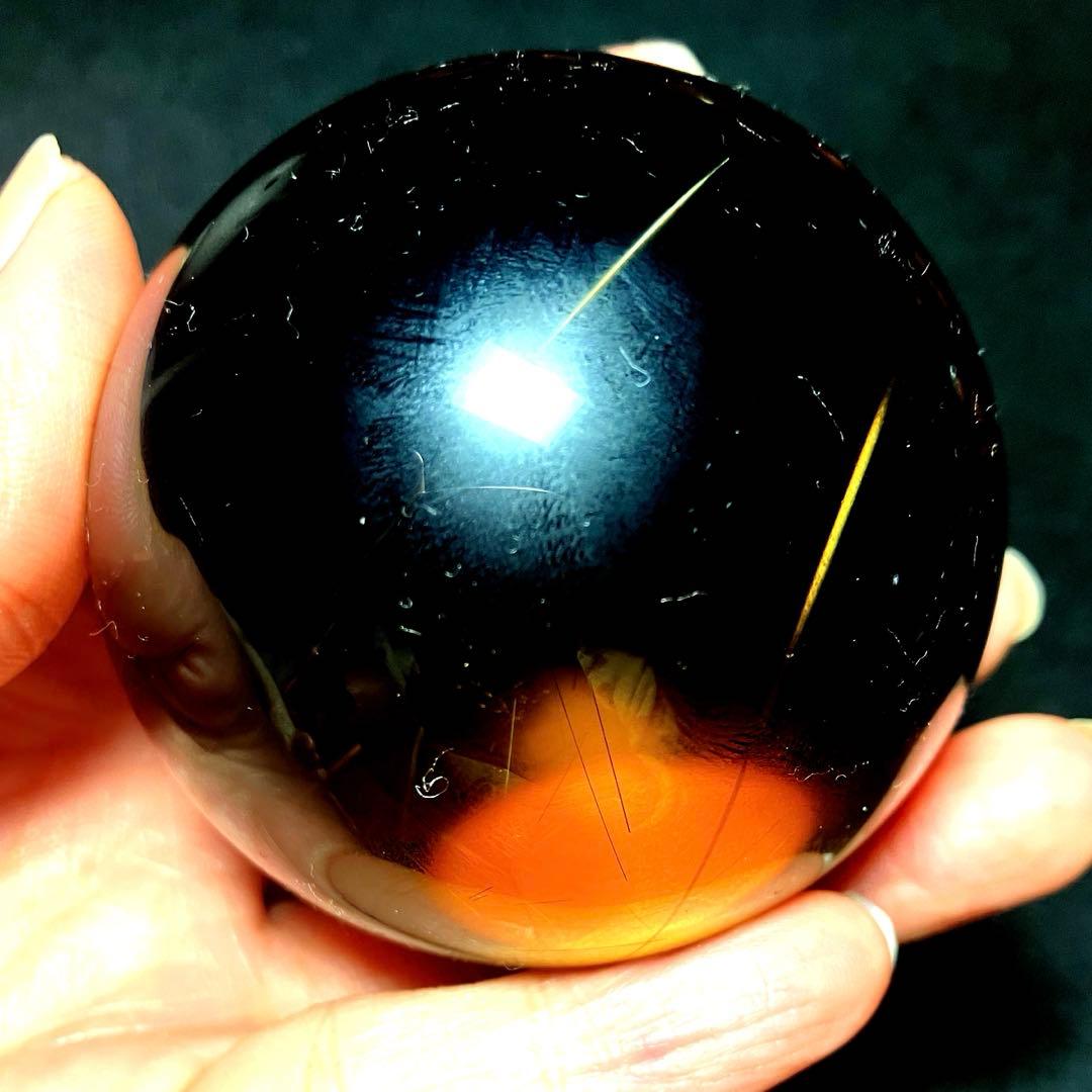 超大玉　60mm ゴールドルチルクォーツ　丸玉　スフィア　金針水晶