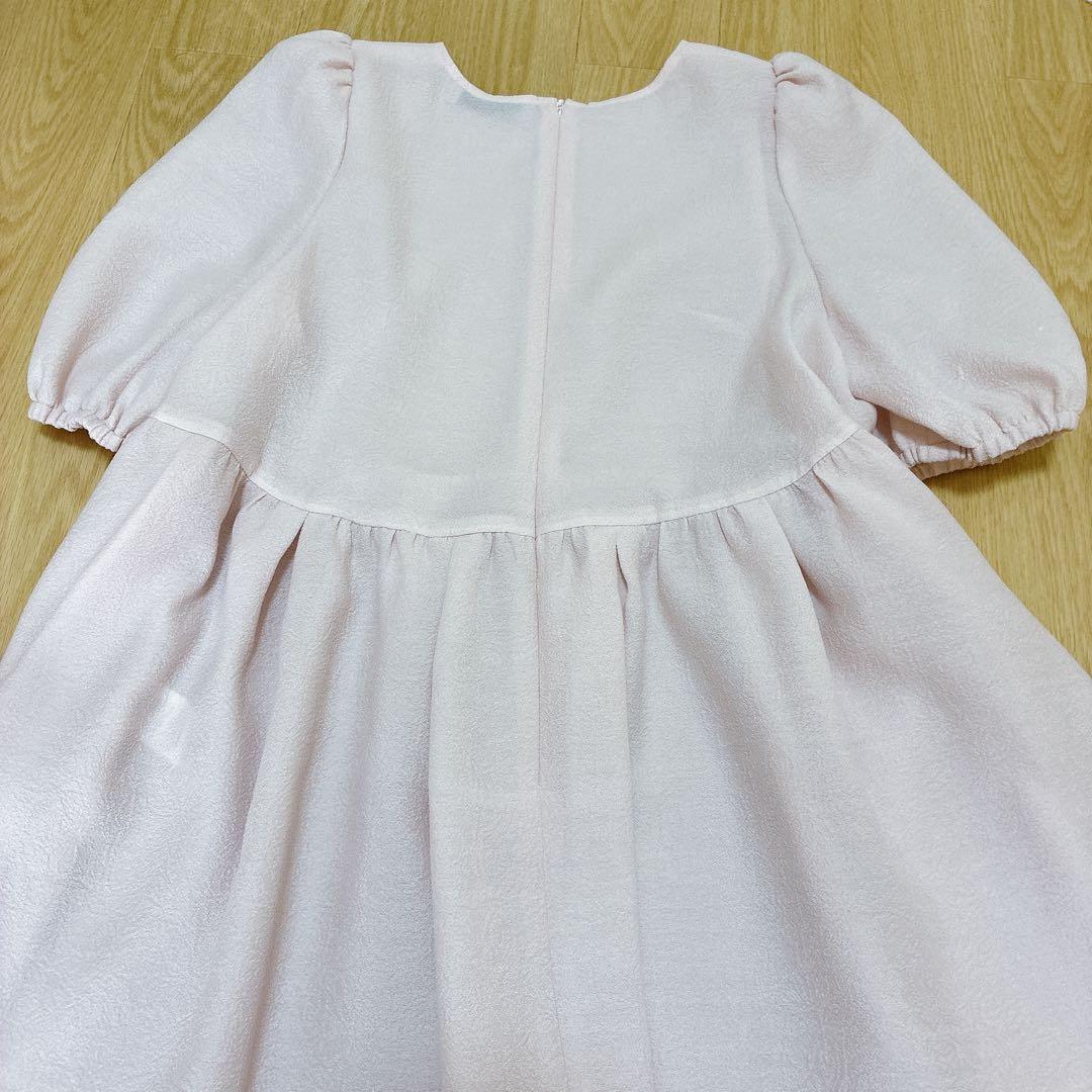 アヴェニールエトワールジャガード　タック　ペプラム　ブラウス　ペールピンク36