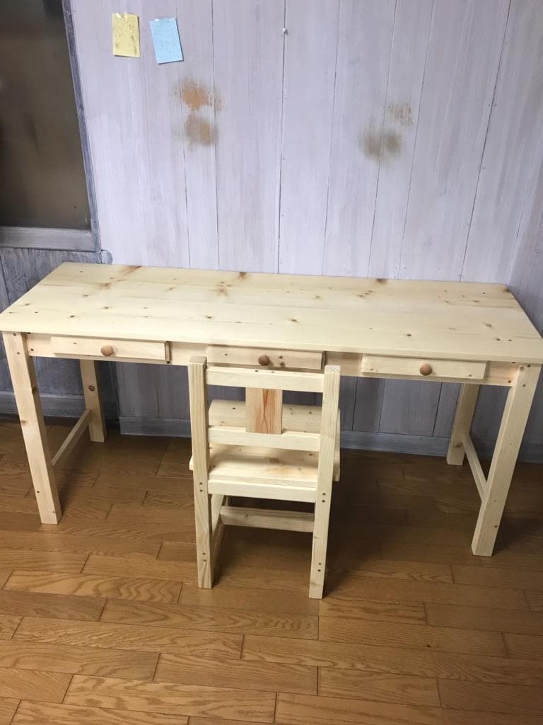 ☆ミシンテーブル☆事務机【1400】引き出し３杯ナチュラル家具