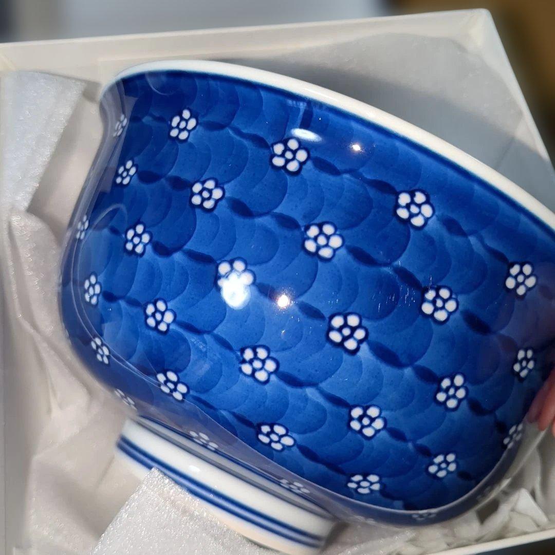 源右衛門　染付梅地紋　麺鉢　大　２個　未使用　箱入り