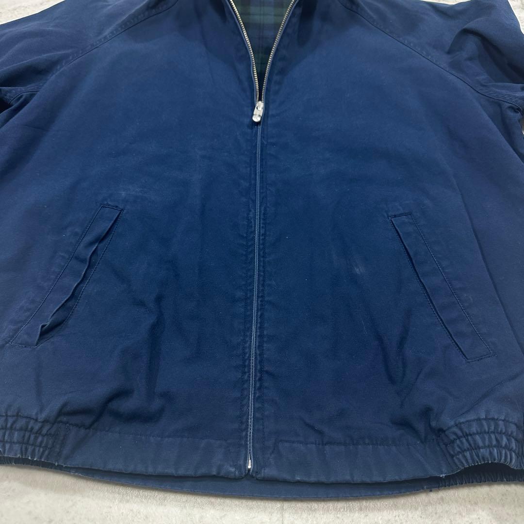 【VAN JACKET】スウィングトップ アーチロゴ 裏地チェック 紺 L