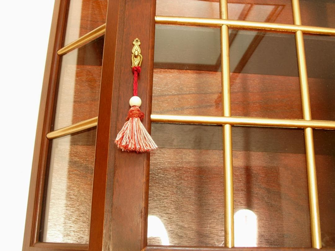 アンティーク調木製ウォールキャビネット☆壁掛けカップボード金彩 /飾り棚・ラック