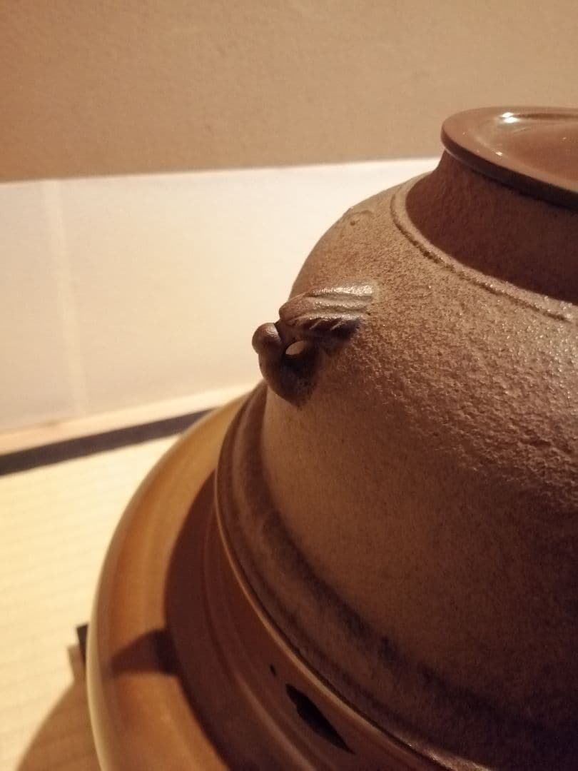 【茶事具】釜師政光、風炉師雄芳造　唐銅朝鮮風炉釜　茶釜　釜387