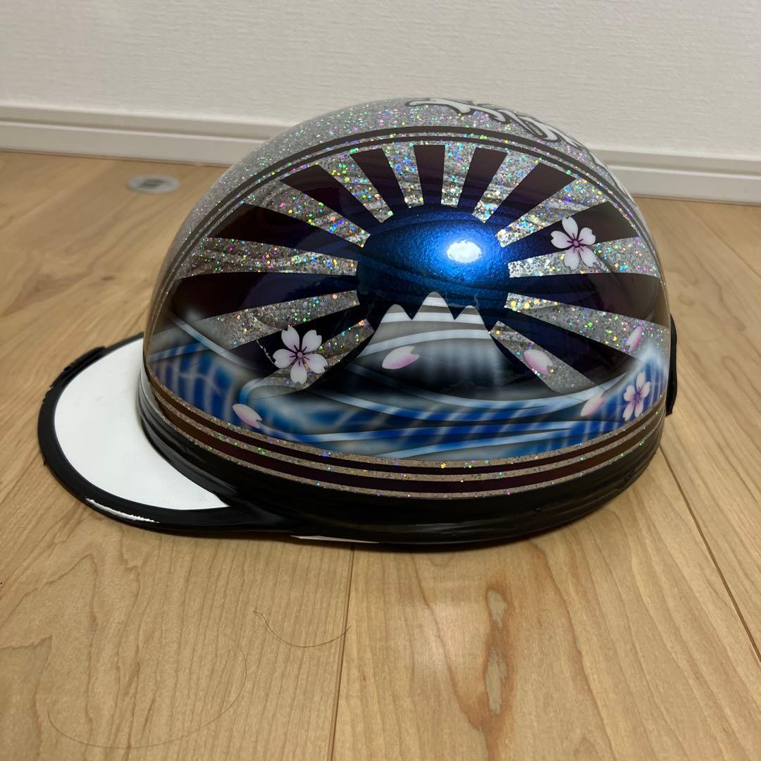 桜と富士山デザイン 半帽ヘルメット　コルク半