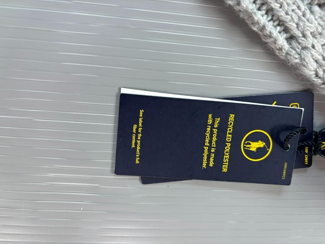 2025定番ベア新品タグ付きラルフローレンポロベアマフラーケーブルニットグレー