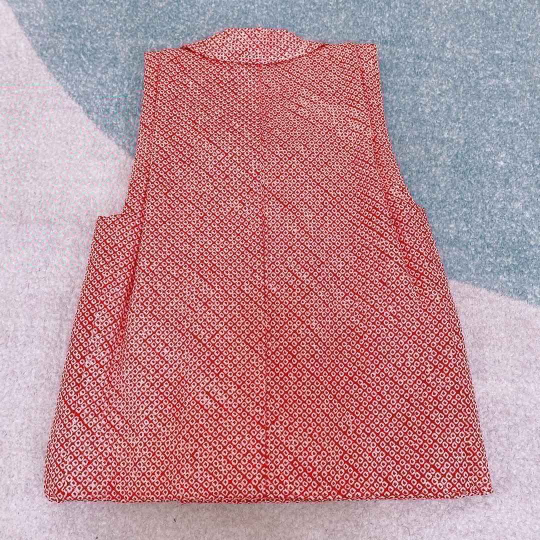 七五三 3歳 正絹 総絞り 被布 着物 バッグ 草履 髪飾り セット