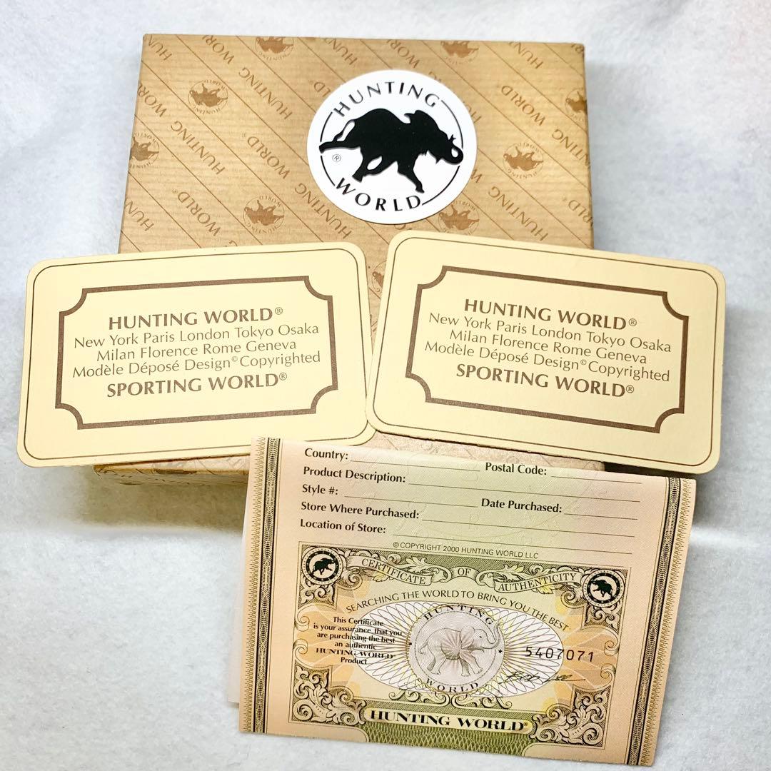 未使用級 ハンティングワールド 折り財布 ゾウロゴ グレー×ブラウン 付属品