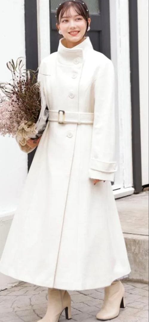 ウィルセレクション　スタンドカラーコート　ホワイト