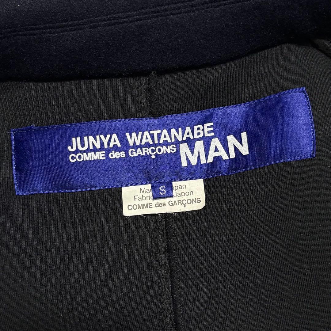 ジュンヤワタナベマン ウールボンディングコート カシミヤ混 ネイビー S