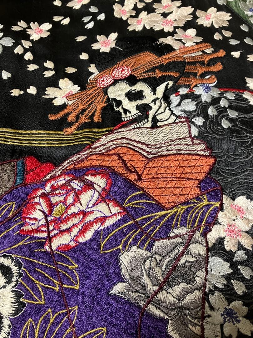 satori さとり 般若 髑髏 花魁柄 桜 刺繍リバーシブルスカジャン