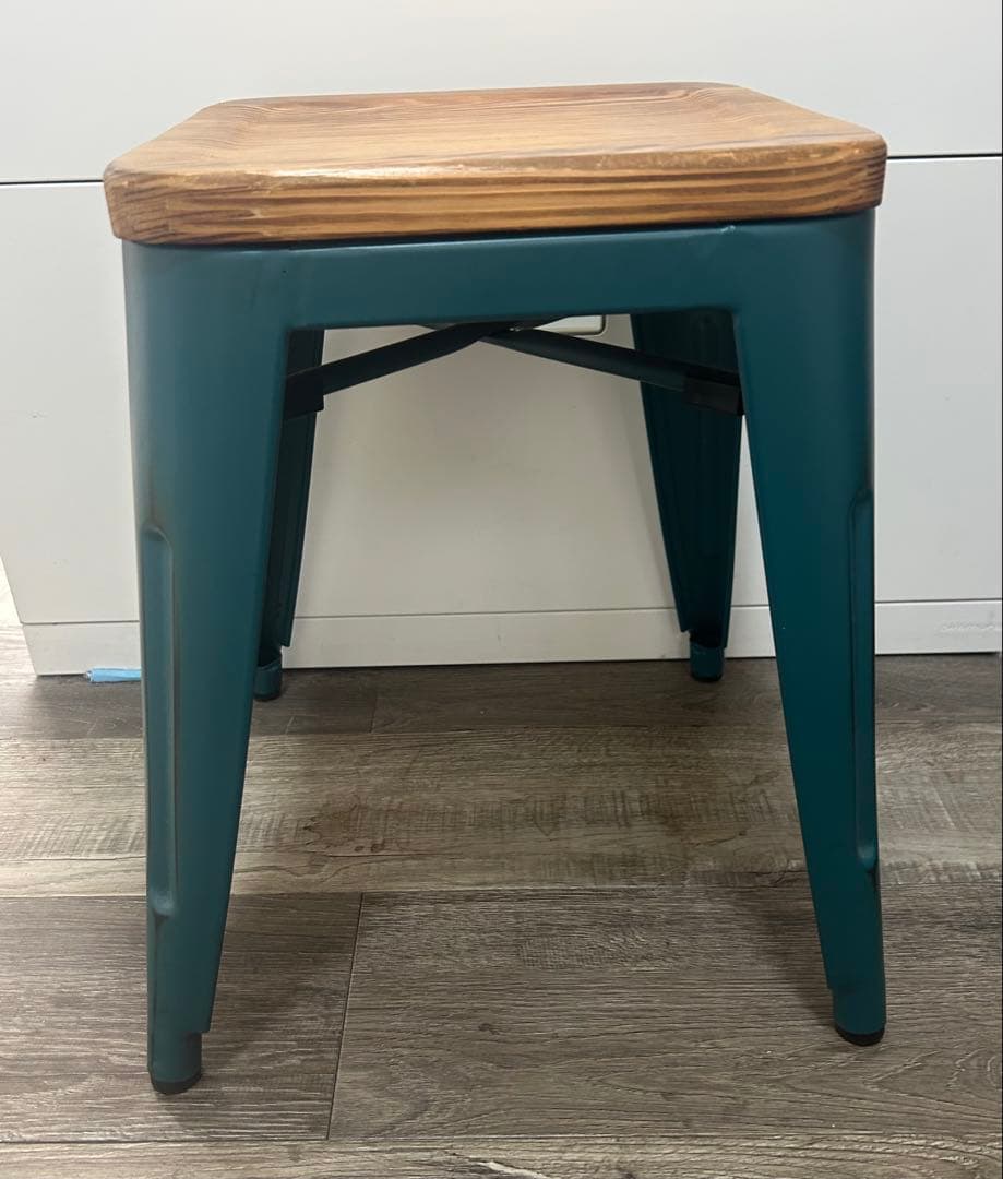 スチールちえティール色メタルウッドスツール