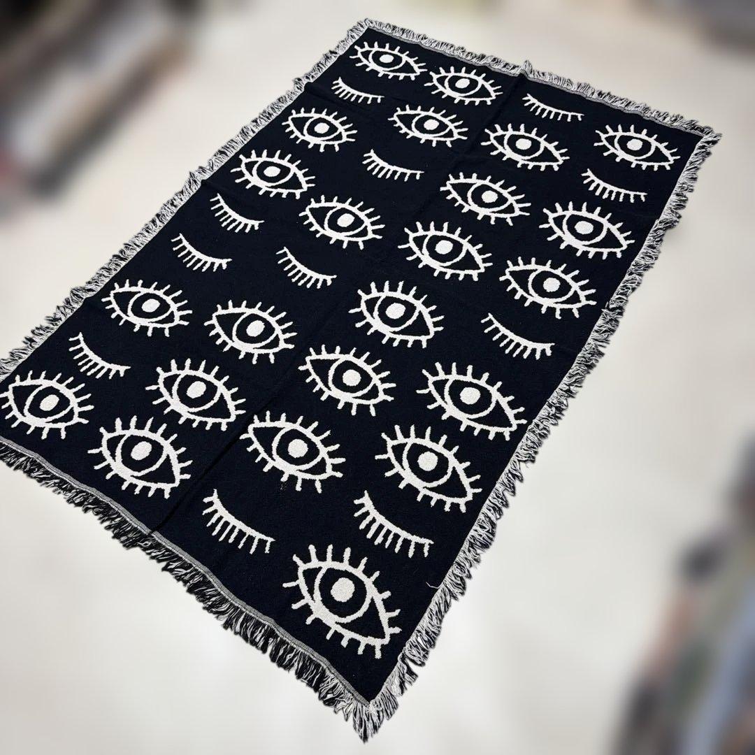 リバーシブル　目　マルチカバー　ソファカバー　ヴィンテージラグ　178x120