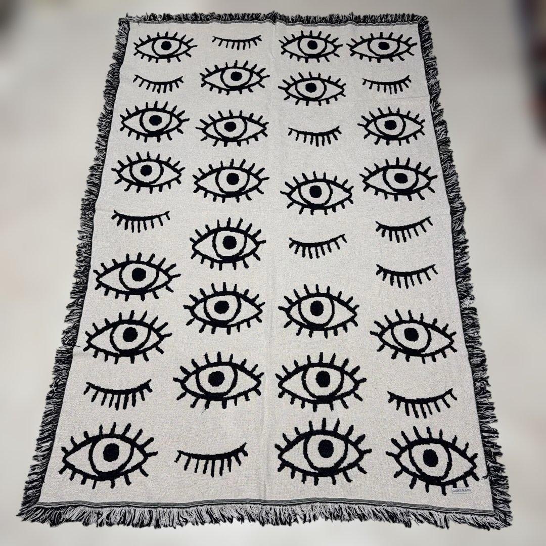 リバーシブル　目　マルチカバー　ソファカバー　ヴィンテージラグ　178x120