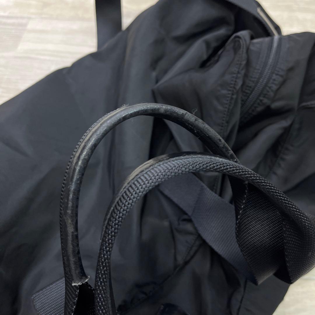 中古品　PRADA ロゴプレート ボストン ショルダー ナイロン バック 黒