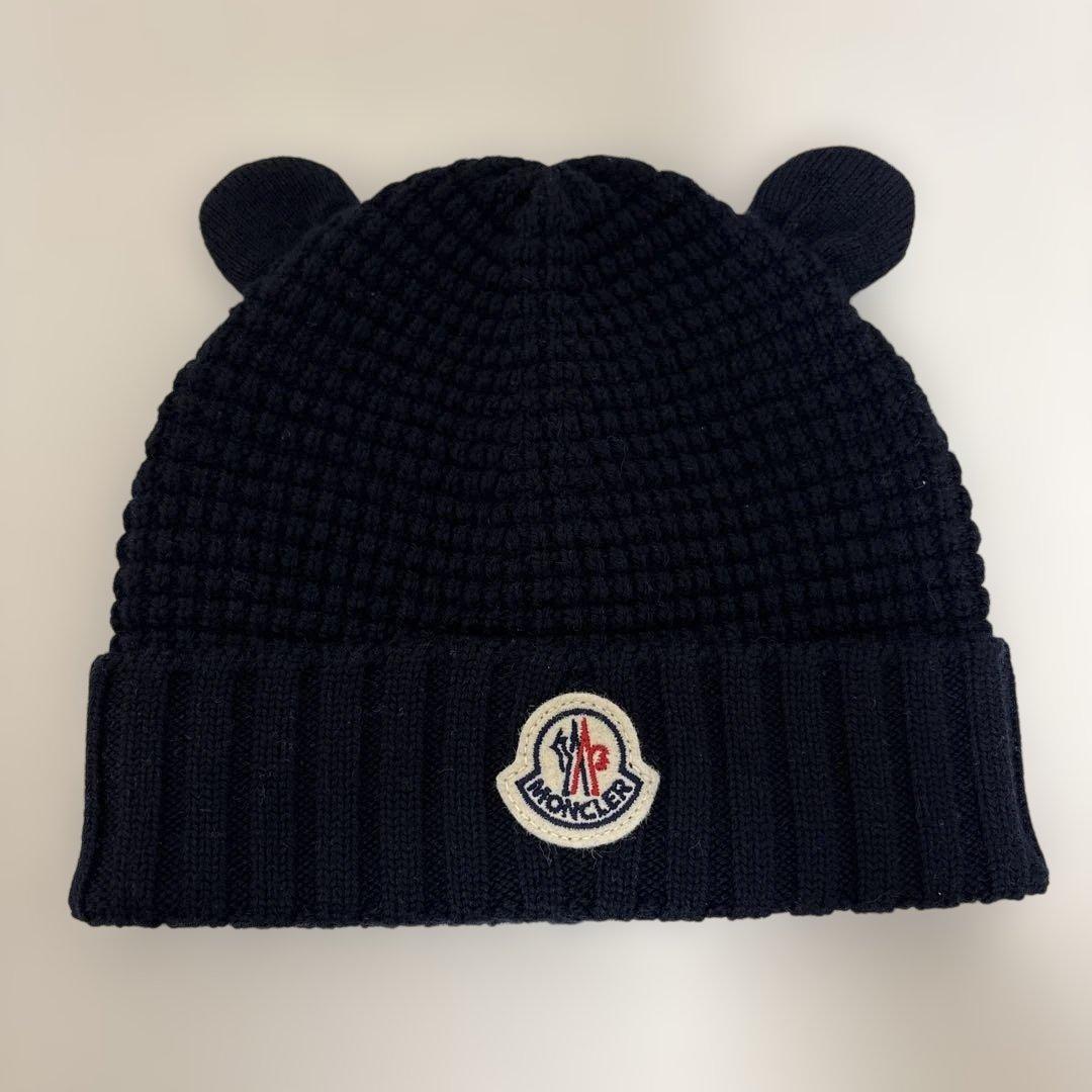 MONCLER キッズ耳付きニット帽 XS ネイビー