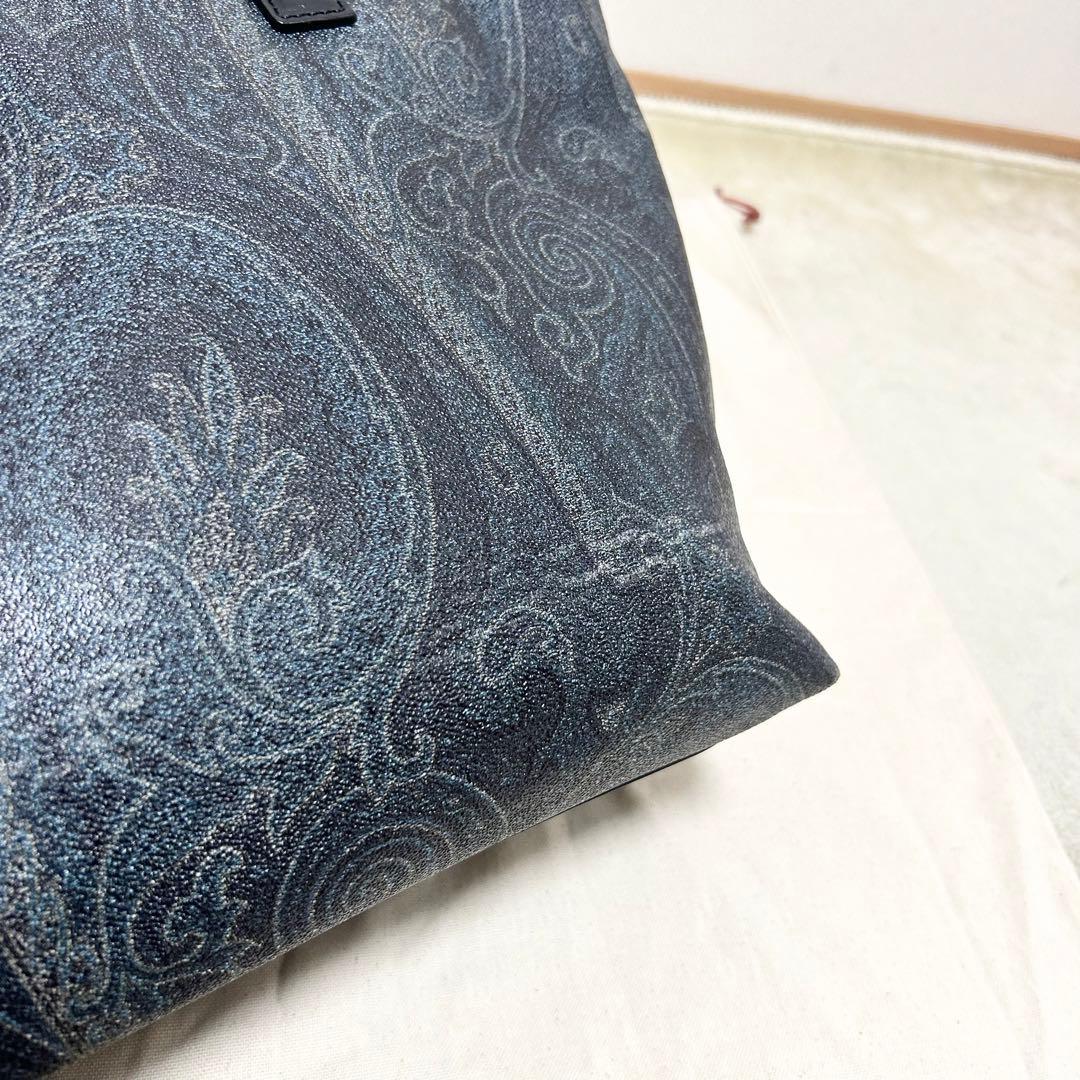 希少　エトロ　ETRO トートバッグ　ペイズリー柄　黒　PVCレザー　A4収納
