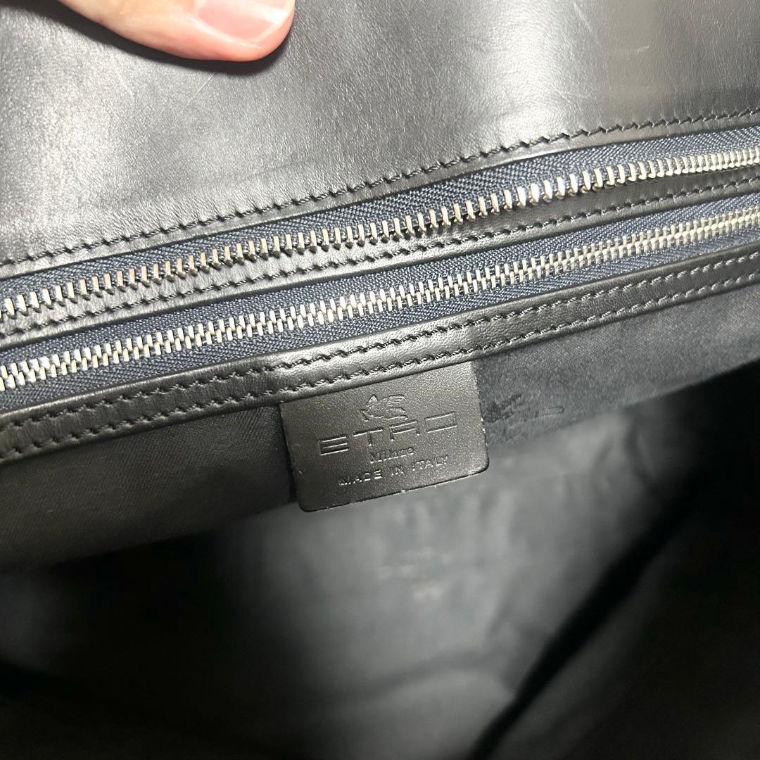 希少　エトロ　ETRO トートバッグ　ペイズリー柄　黒　PVCレザー　A4収納