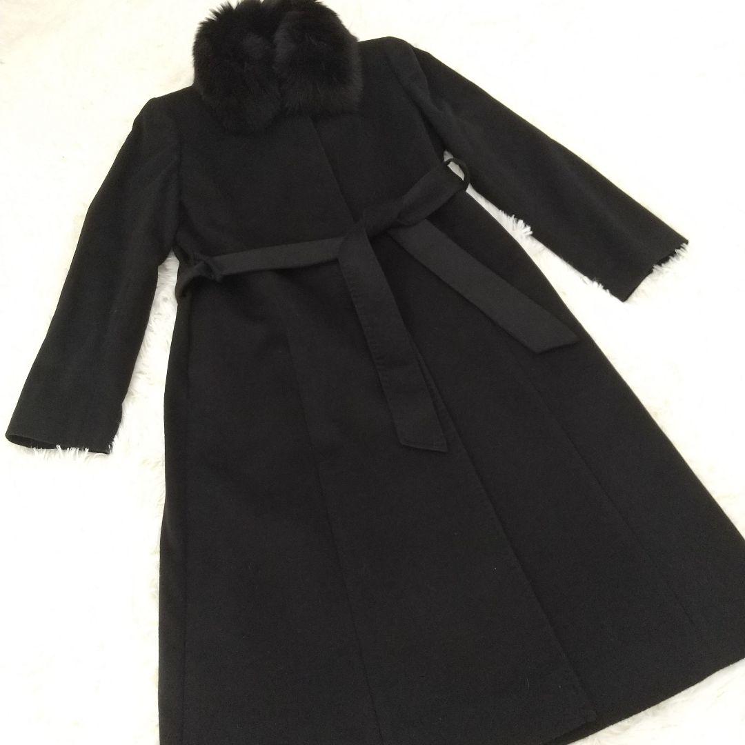 【新品級】ピュアカシミヤ100%ロングコート フォックスファー クリーニング済
