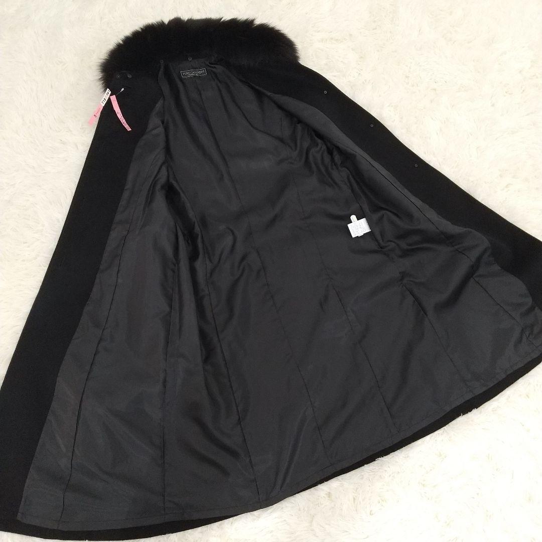 【新品級】ピュアカシミヤ100%ロングコート フォックスファー クリーニング済