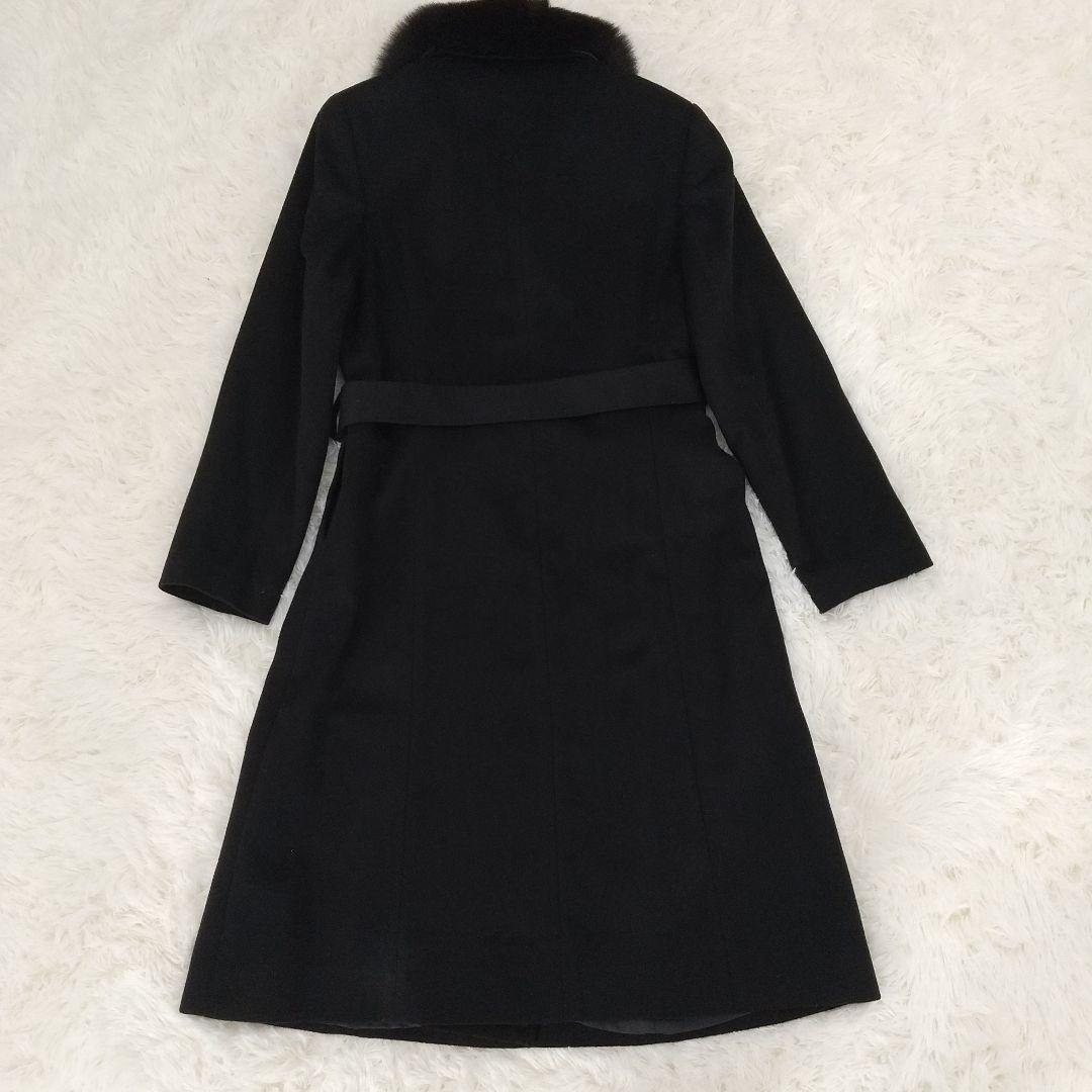 【新品級】ピュアカシミヤ100%ロングコート フォックスファー クリーニング済