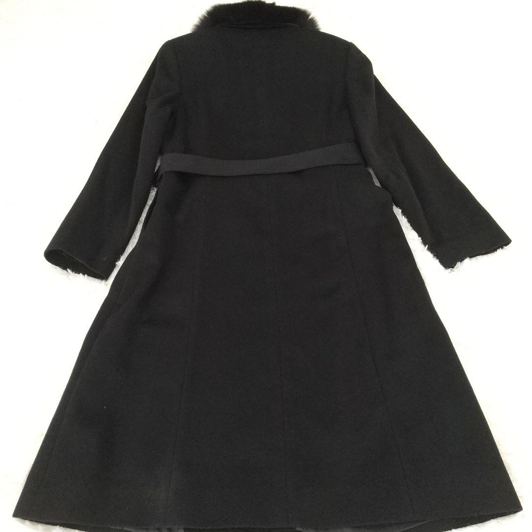 【新品級】ピュアカシミヤ100%ロングコート フォックスファー クリーニング済