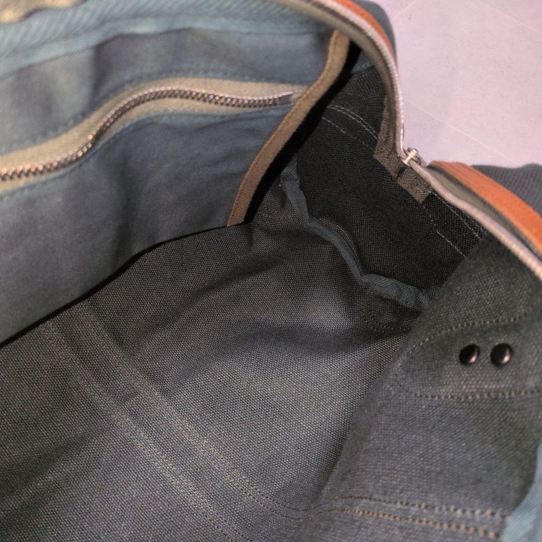 【極美品】一澤信三郎帆布 ボストンバッグ 緑麻 麻帆布×レザー 京都 日本製