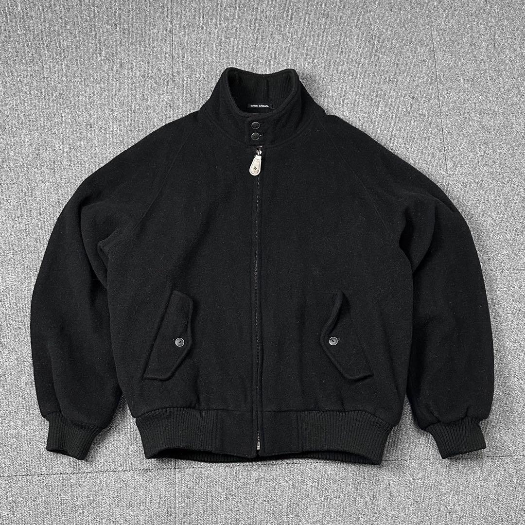90s ウール ハリントンジャケット 黒 ブラック 古着