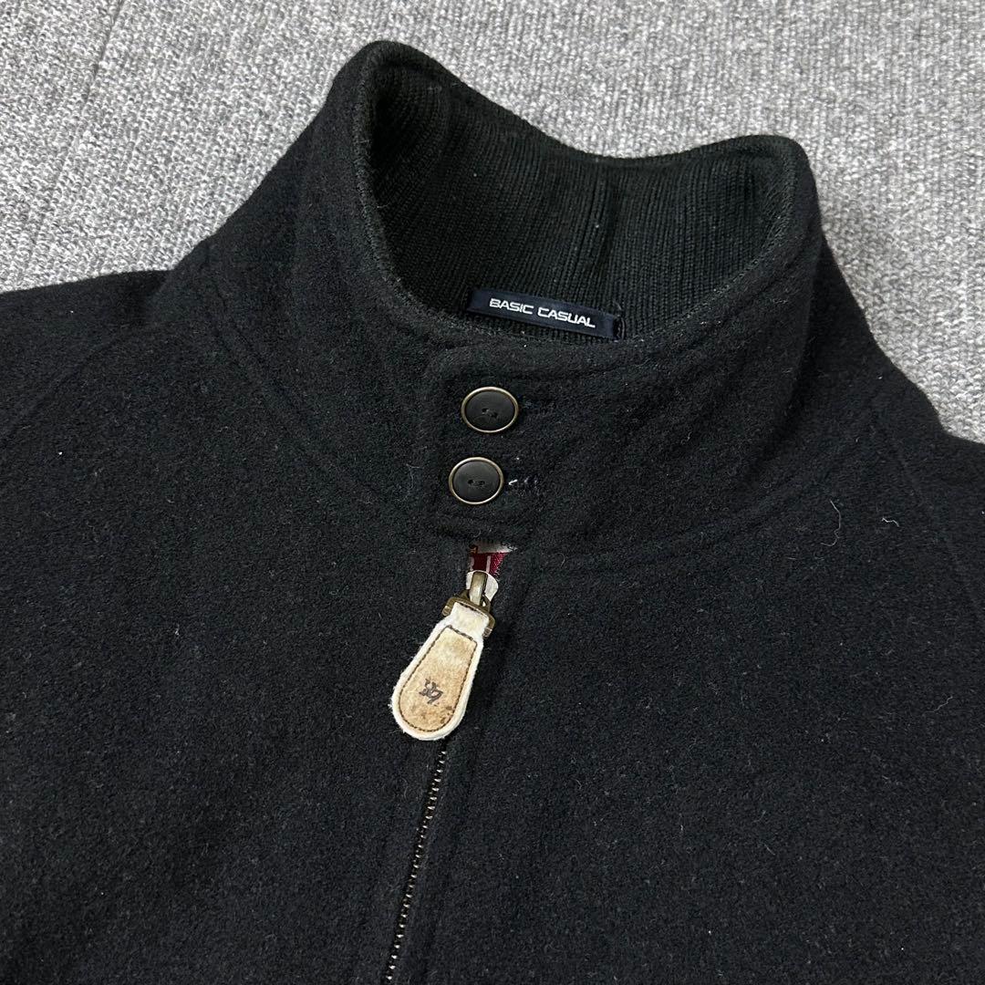 90s ウール ハリントンジャケット 黒 ブラック 古着