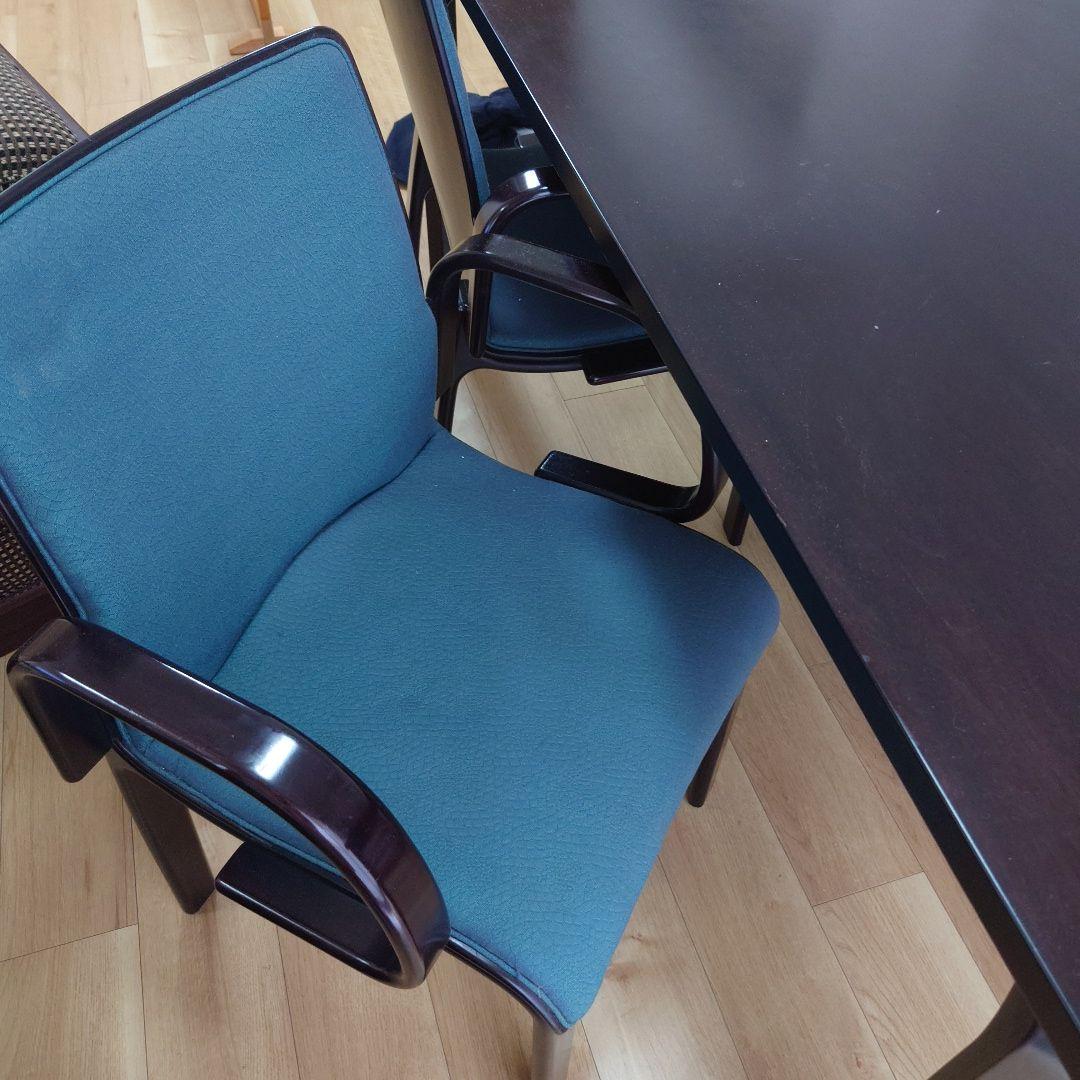 【お引き取り限定】天童木工 ダイニングテーブルと肘付き椅子4脚セット 貴重カラー