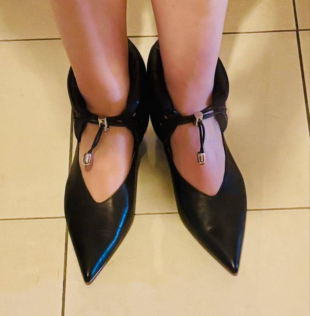 希少品　室内試し履きのみ　PIPPICHIC 黒　ダウン　ヒール　パンプス　37