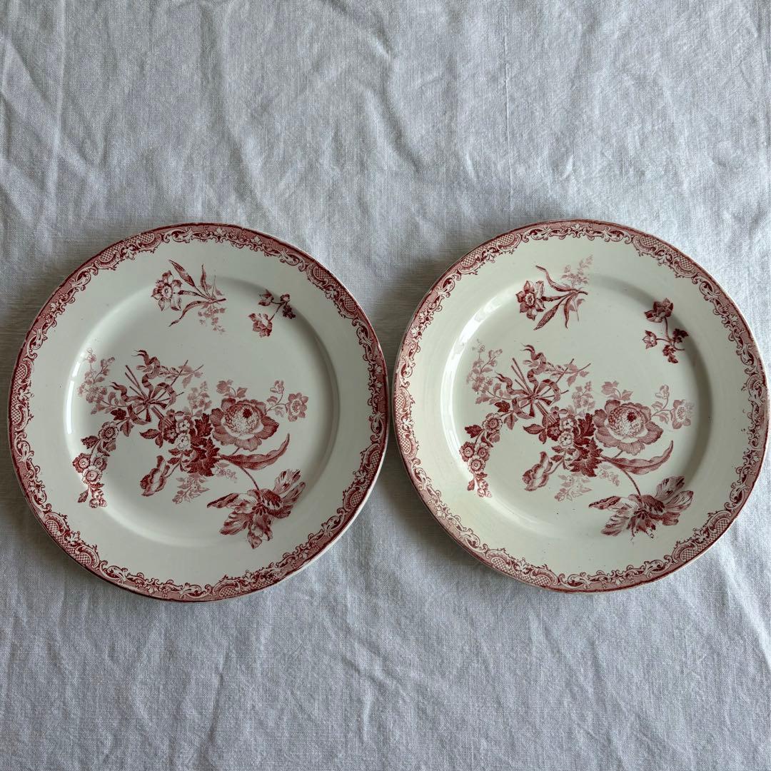 フランスアンティーク サルグミンヌ Fontangesプレート2枚セット