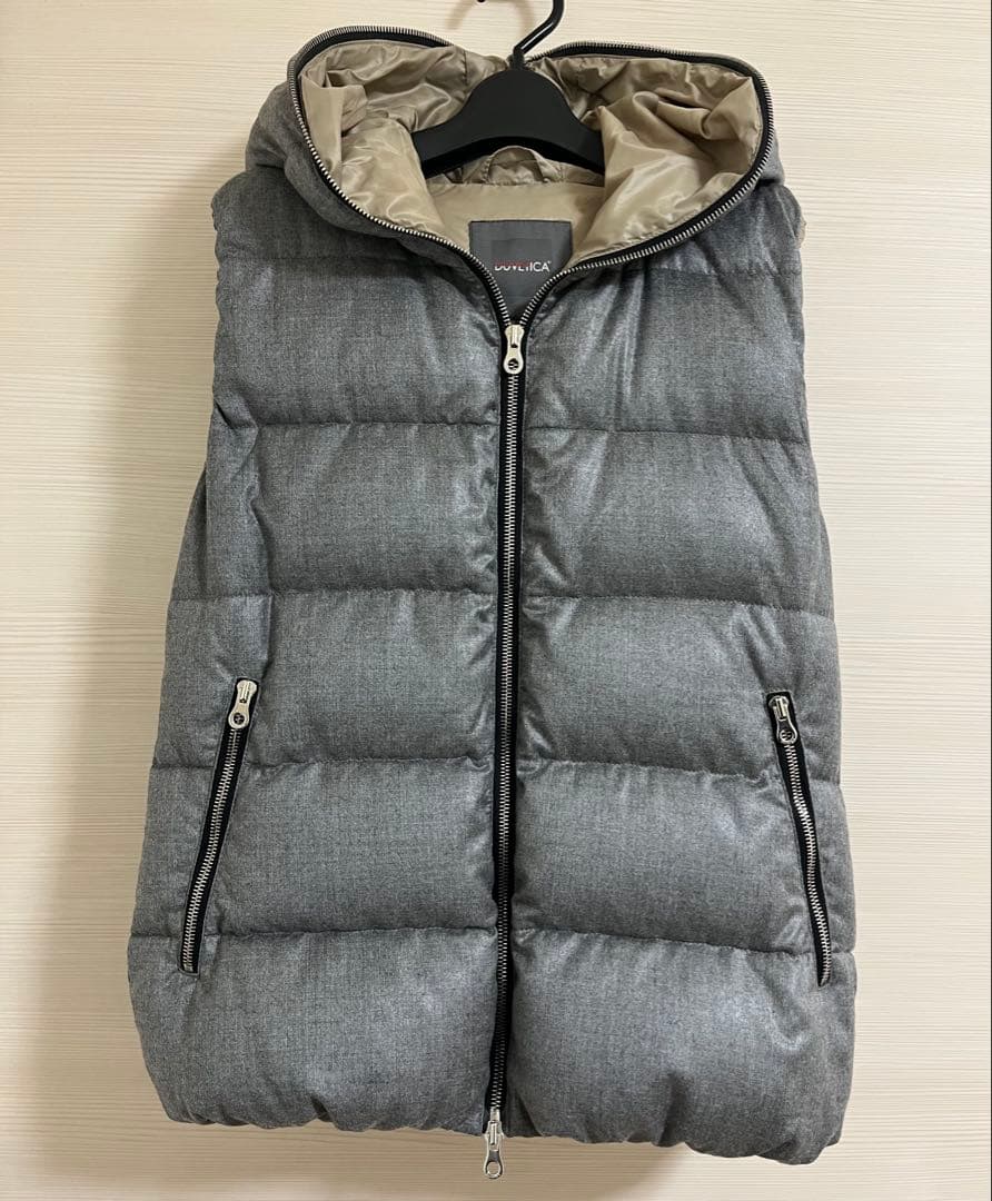 DUVETICA ウールダウンベスト グレー×ベージュ 42