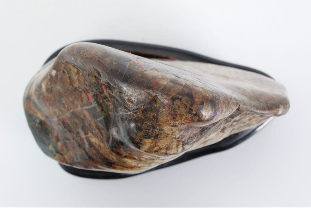 根尾谷 菊花石 サバ菊 八重一輪 紋石 共箱 台座付 872g 鑑賞石 水石