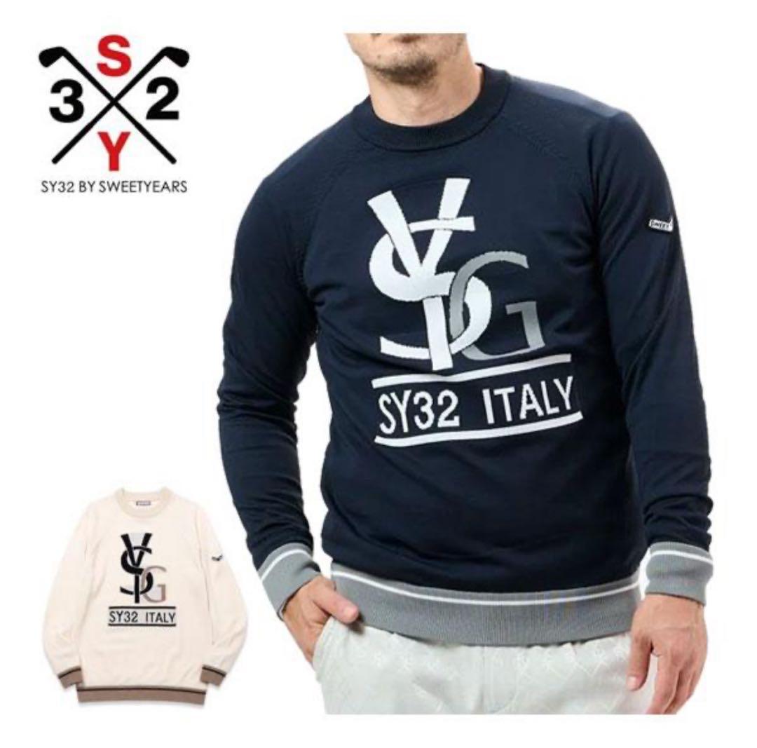 ロゴ　クルーネック　セーター　ニット　メンズ　XL ネイビー　新品タグ付き　秋冬