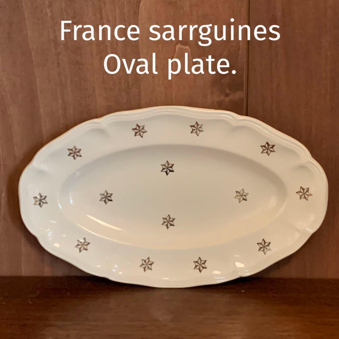 フランス　アンティーク　サルグミンヌ　オーバル　花リム　星　ラヴィエ
