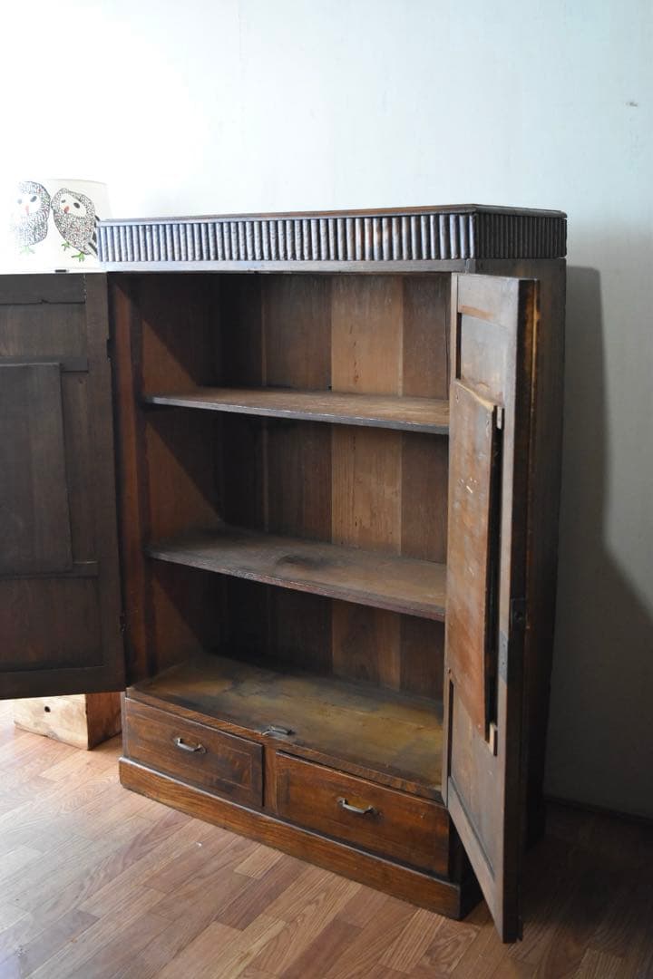 古家具 鏡付戸棚