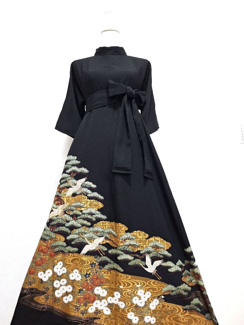 着物リメイクワンピース3654