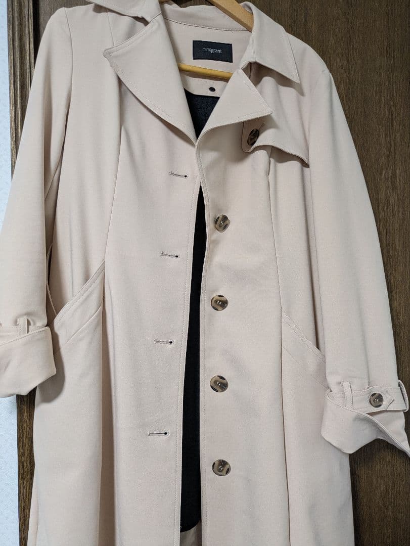 ミミグラント　シングルトレンチコート　M ピンクベージュ　インナー付き