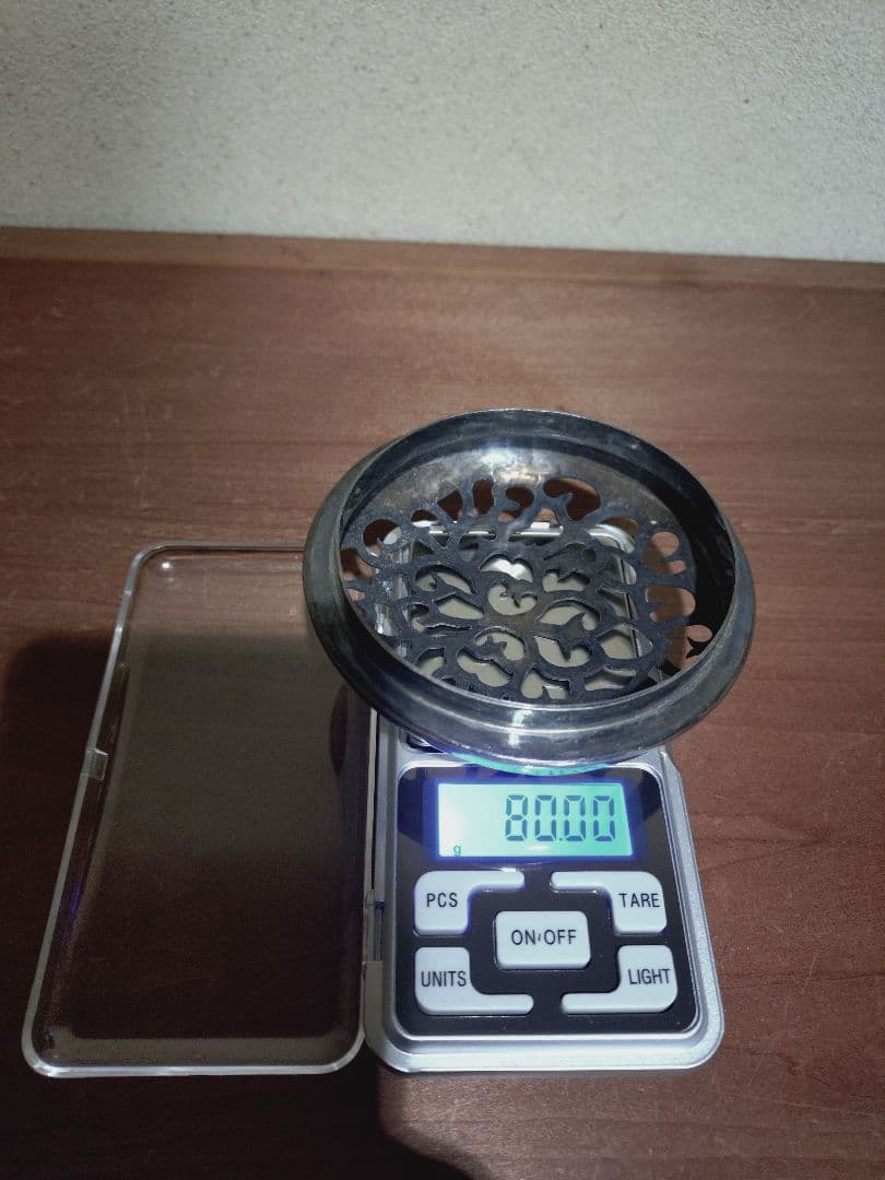 純銀 透かし彫り 唐草紋 火屋 「純銀」刻印